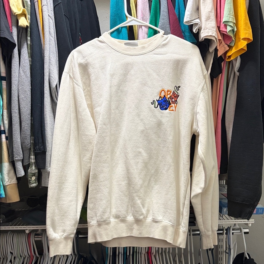 Obey Cream Graphic Crewneck Sweater